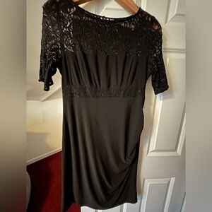 Kasper Black Lace-Detail Maxi Dress